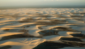 Real and virtual: aerial view of dunes... 