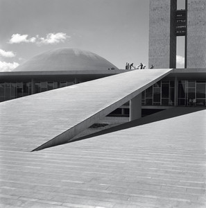 Finishing touches are added to the ramp leading to the National Congress for inaugural ceremonies (1960)