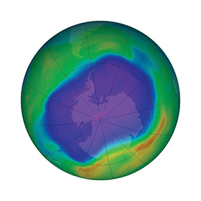 Ozone layer (in blue): still under attack by carbon tetrachloride