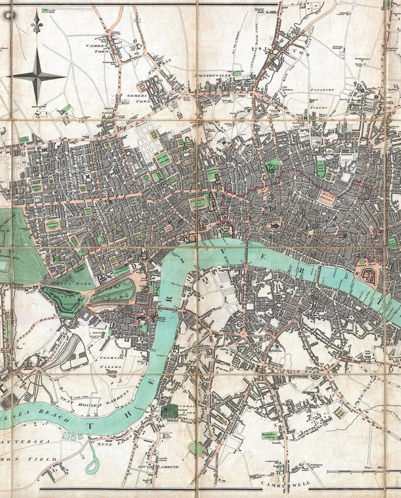 Map of London in 1806: streets with multifractal pattern