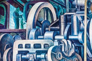 Detalle de mural del artista mexicano Diego Rivera en el Instituto de Artes de Detroit