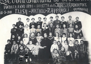 classe de escola italiana, em 1910, em Araraquara