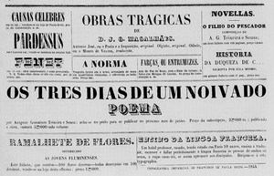 Edição da Gazeta de Notícias anuncia a publicação em forma de folhetim do primeiro romance brasileiro, O filho do pescador, do escritor negro Teixeira e Sousa 