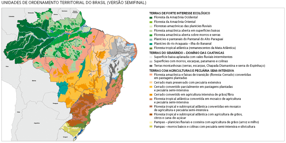 Mapas resultantes do projeto de pesquisa sobre ordenamento territorial no Brasil coordenado por Ross