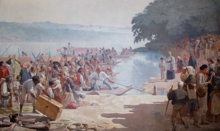 <em>Partida da monção</em> (1897), óleo sobre tela de José Ferraz de Almeida Júnior (1850-1899)