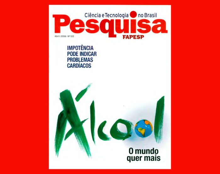 Capa da edição 122 de <em>Pesquisa FAPESP</em>, de abril de 2006, com ilustração de Hélio de Almeida. O designer foi o diretor de arte da revista entre 1999 e 2006 e estabeleceu um elevado padrão de qualidade gráfica